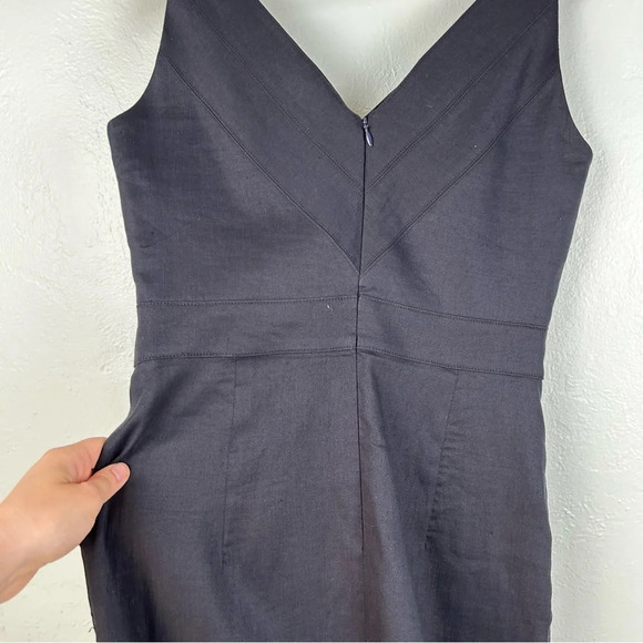 Milly Sleeveless Little Black Dress Bondage Pockets V-Neck Size 6 0039 - Picture 5 of 12